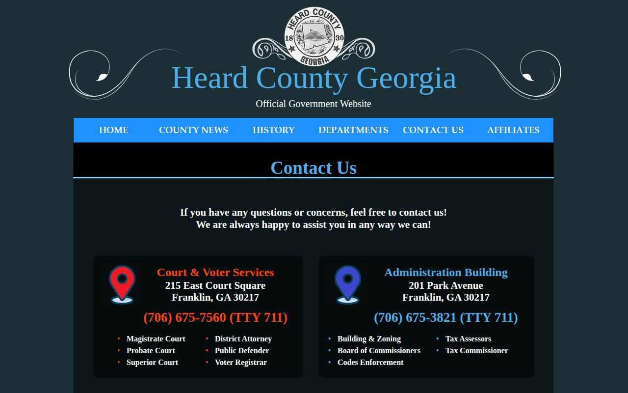 Heard County directory for jail and release record contacts