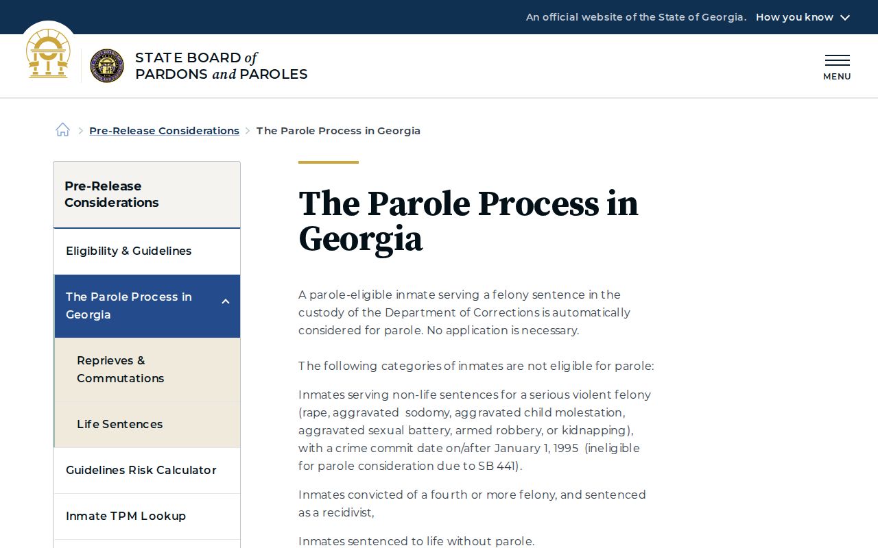 Georgia parole process and eligibility page used for Heard County cases